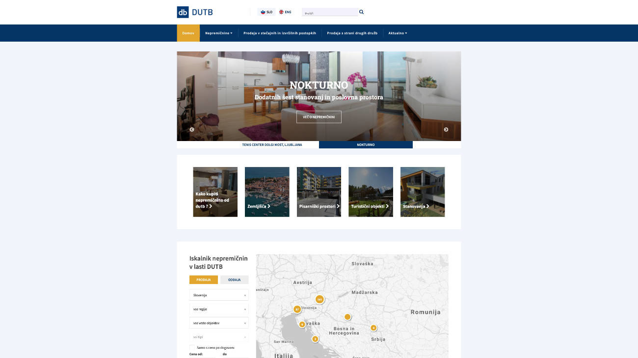 Spletna stran DUTB nepremičnine