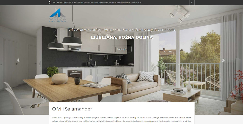 Spletna stran Vila Salamander