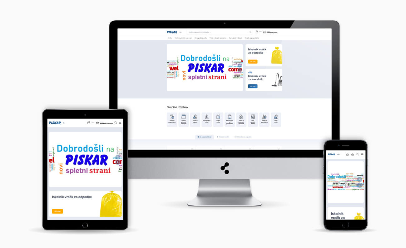 Spletna trgovia Piskar 2023 na različnih napravah